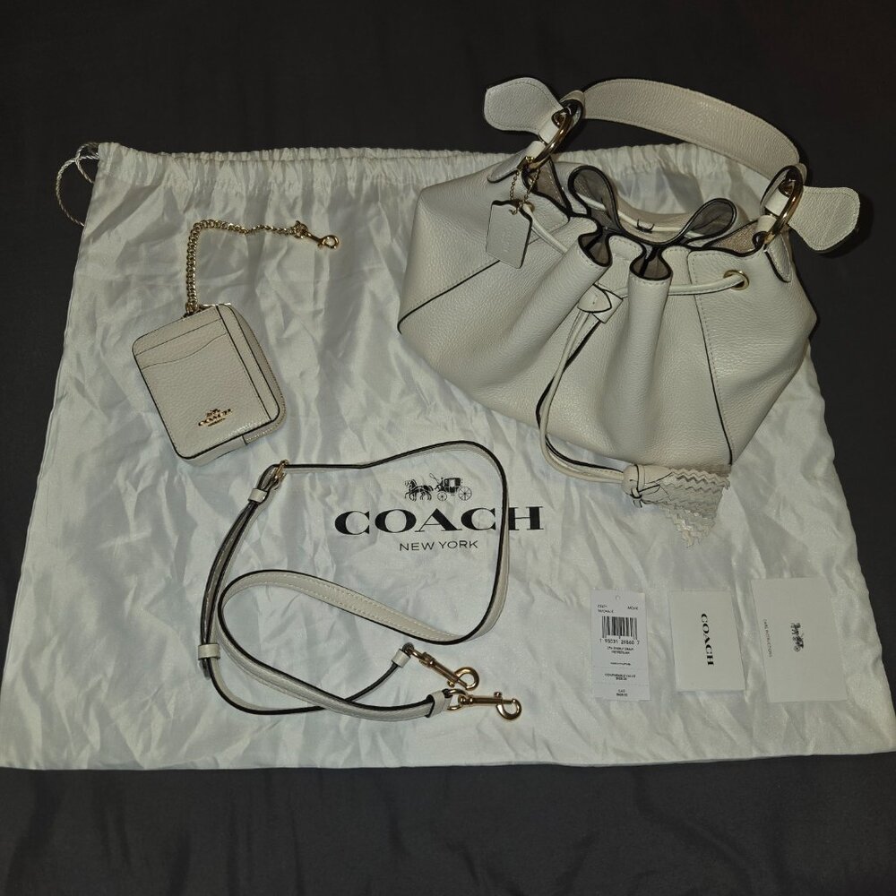 Coach Everly Drawstring Shoulder Bucket Bag Purse Crossbody Matching Wallet - Picture 6 of 13